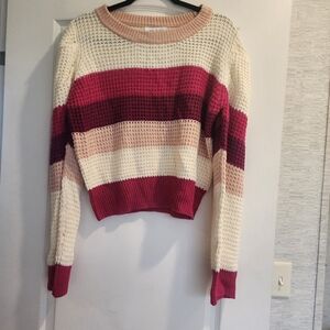 Jacquie The Label Striped Pink and Cream Women's Sweater Size L BNWT